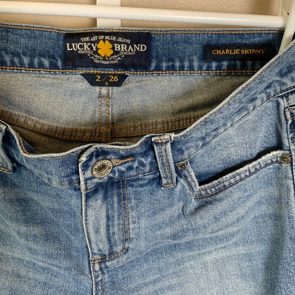 Lucky Brand Charlie Skinny Distressed Embroidered Jeans - Picture 13 of 13